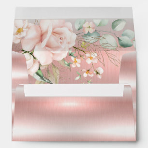 Pink Blush Metallic Floral Baby Shower Envelope