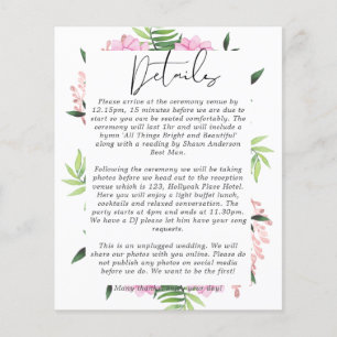 Pink Blush Mint Wedding Details Enclosure Cards