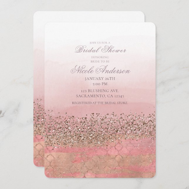 Pink Blush Moroccan Indian Princess Bridal Shower Invitation (Front/Back)