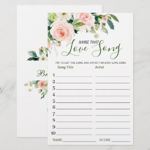 Pink Blush Name that Love Song Bridal Shower Game