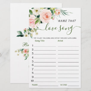 Pink Blush Name that Love Song Bridal Shower Game