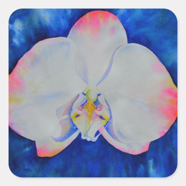 Pink Blush Orchid Square Sticker (Front)