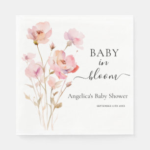 PINK BLUSH PASTEL WATERCOLOR FLORAL ROSES NAPKIN