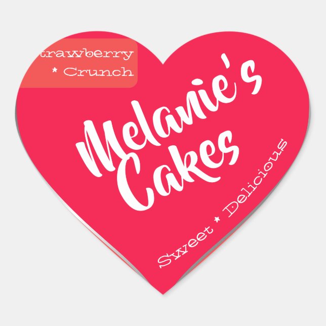 Pink Blush Peach Custom Bakery Cake Packaging Heart Sticker (Front)