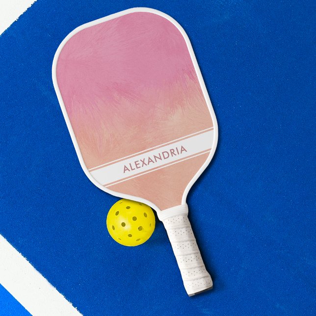 Pink Blush Peach Stylish Dreamy Abstract Chic Cute Pickleball Paddle (Creator Uploaded)
