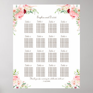 Pink Blush Peonies Bloom Wedding Seating Chart