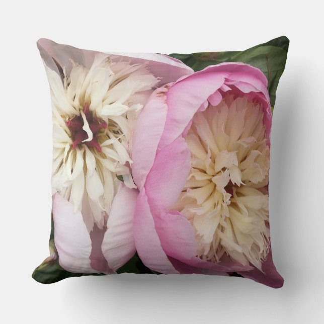 Pink Blush Peonies Pillow (Front)