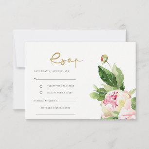 Pink Blush Peony Floral Watercolor Wedding Rsvp