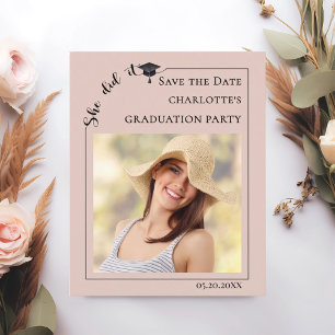 Pink Blush Photo Graduation Party Save the Date Flyer
