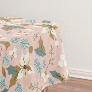 Pink blush poinsettia winter xmas holiday  tablecloth
