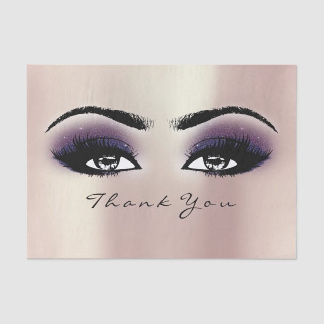 Pink Blush Purple Blush Metallic Thank You Eyes Tissue Paper (Front)