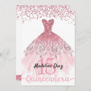 Pink Blush Quinceanera Birthday Invitation Invite