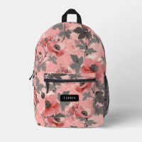Pink, blush, red poppy flower pattern