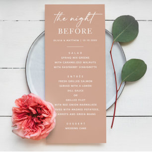 Pink Blush Rehearsal Dinner Elegant Night Before Menu