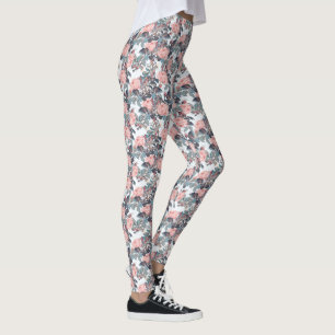 Pink Blush Rose Design Leggings