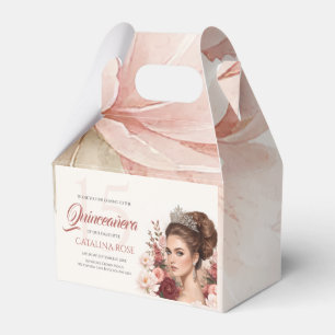 Pink Blush Rose Elegant Quinceañera Favour Box