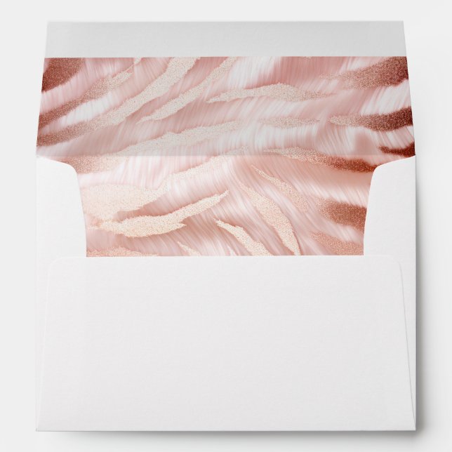 Pink Blush Rose Glam Zebra Envelope (Back (Bottom))