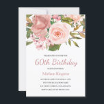 Pink Blush Rose Gold 60th Birthday Party Invite<br><div class="desc">Pink Blush Rose Gold 60h Birthday Party Invite

See matching collection In Niche and Nest Store</div>