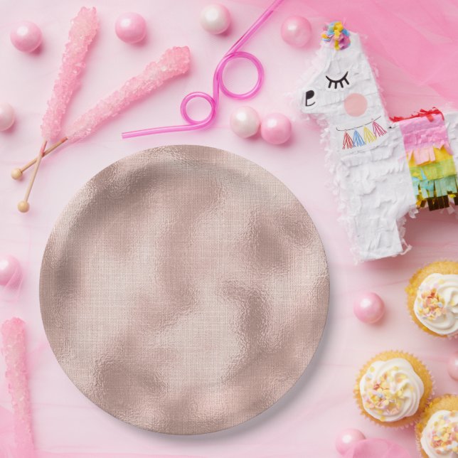 Pink Blush Rose Gold Birthday Paper Plate (Party)