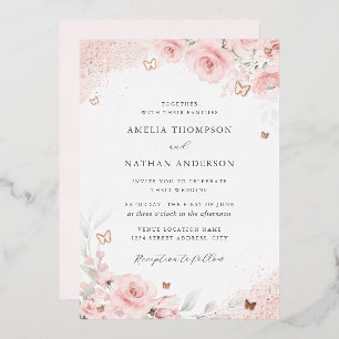 Pink Blush Rose Gold Butterfly Wedding