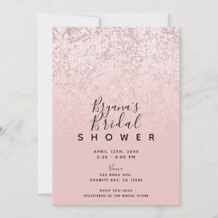Pink Blush Rose Gold Glitter Marble Bridal Shower Invitation