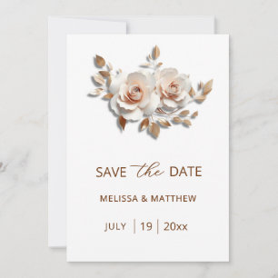 Pink Blush Rose Gold Roses 3D Flowers Save The Date