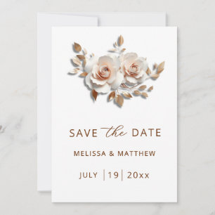 Pink Blush Rose Gold Roses 3D Flowers Save The Date
