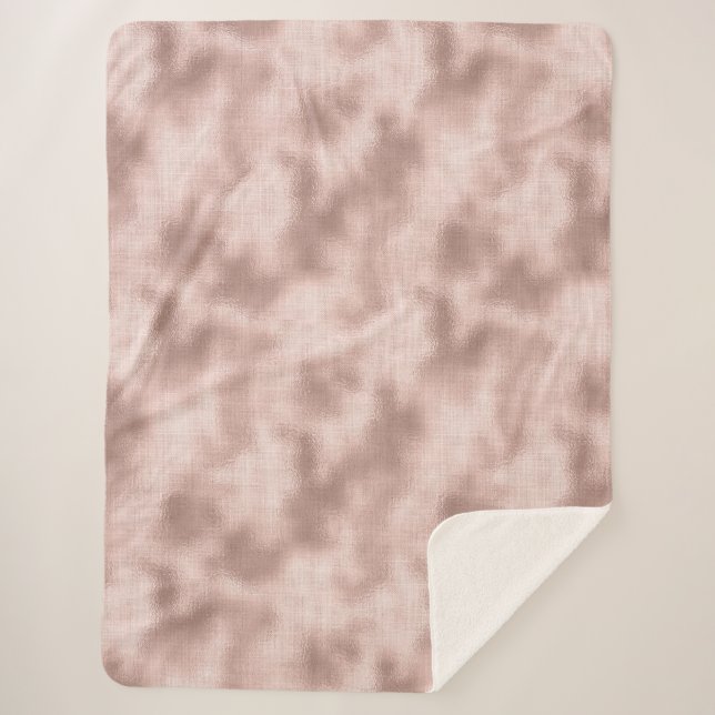 Pink Blush Rose Gold  Sherpa Blanket (Front)