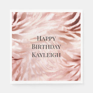 Pink Blush Rose Zebra Animal Napkin