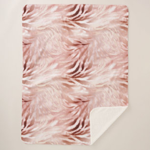 Pink Blush Rose Zebra Animal Sherpa Blanket
