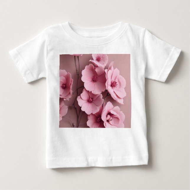  Pink Blush Roses Aesthetic Floral Pattern Baby T-Shirt (Front)