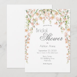 Pink Blush Sage Floral Wildflowers Bridal Shower Invitation