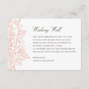 Pink blush simple floral wedding wishing well enclosure card
