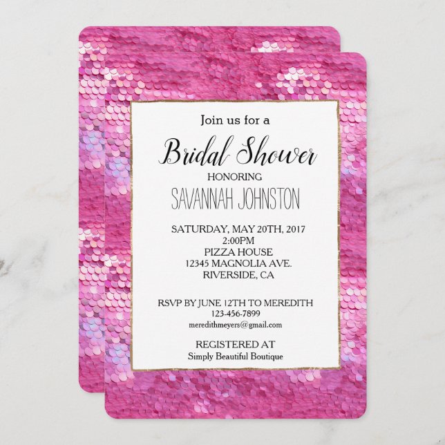 Pink Blush Sparkle Invitation (Front/Back)