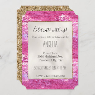 Pink Blush Sparkle Mermaid Invitation