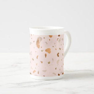 Pink Blush Terrazzo With Gold Copper Spots Bone China Mug