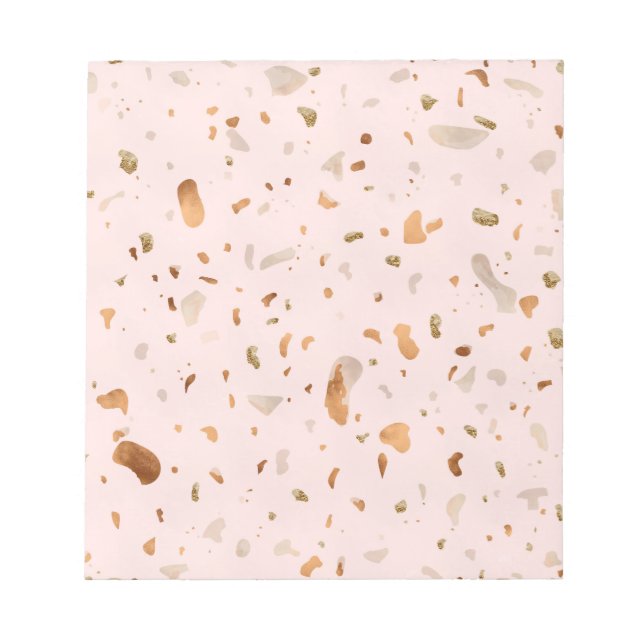 Pink Blush Terrazzo With Gold Copper Spots Notepad (Front)