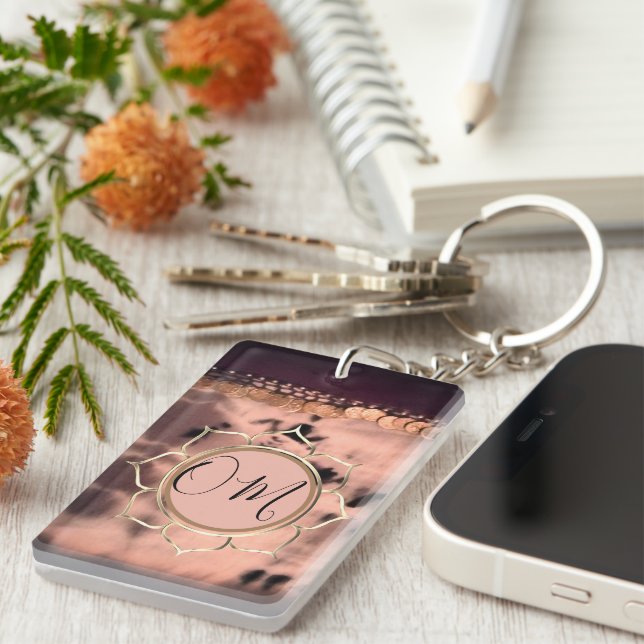 Pink Blush Tie Dye OM Lotus    Key Ring (Front Right)