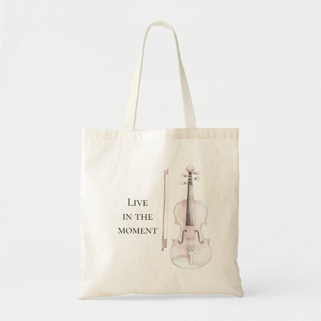 Pink Blush Violin Tote Bag (Front)