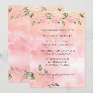Pink Blush Watercolor Floral Invitation