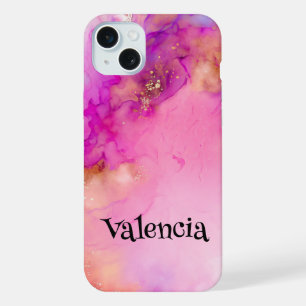 Pink Blush Watercolor Romance Personalised Name iPhone 15 Plus Case