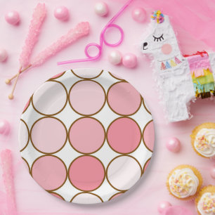 Pink Blush White Dots Birthday Paper Plate