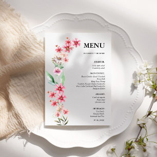 Pink blush Wildflower wedding Bridal Shower Menu