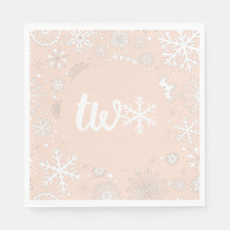 Pink Blush Winter Second Birthday Snowflake Napkin