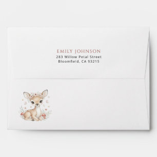 Pink Blush Woodland Deer Girl Baby Shower Envelope