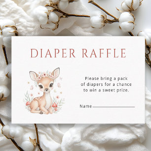 Pink Blush Woodland Deer Girl Diaper Raffle Enclosure Card