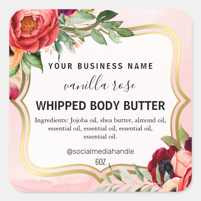 Pink Body Butter Labels (Front)