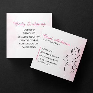 Pink Body Sculpting Beauty Massage Body Contouring Square Business Card