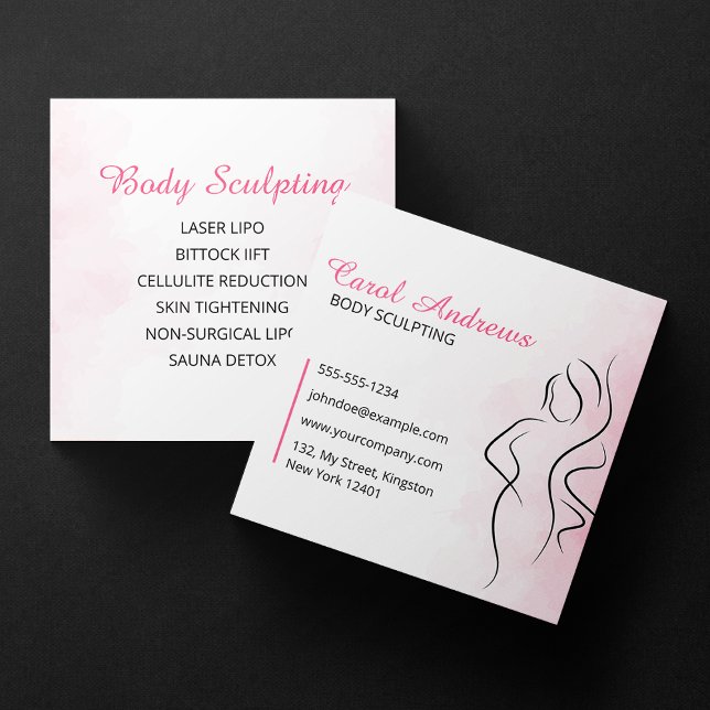 Pink Body Sculpting Beauty Massage Body Contouring Square Business Card (Creator Uploaded)
