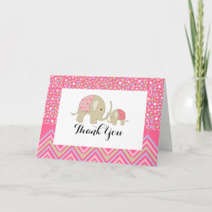 Pink Bohemian Elephant & Chevron Baby Thank You